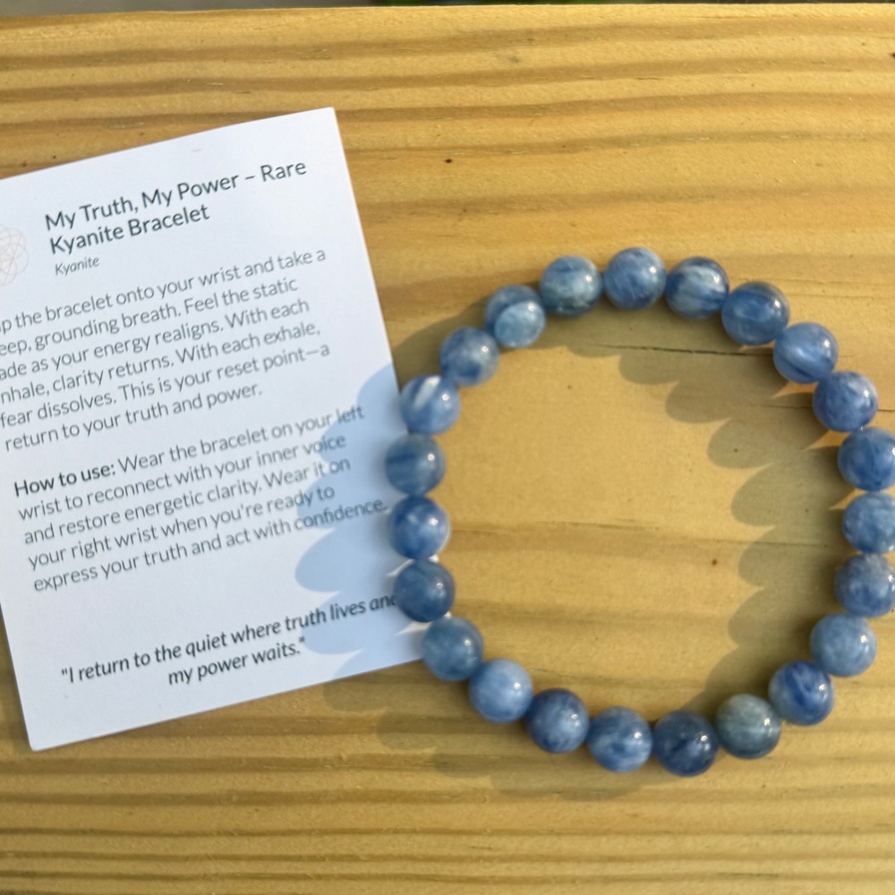 Natural Blue Kyanite Beaded Stretch Bracelet Polished‎ Round Gemstone 8mm Rare